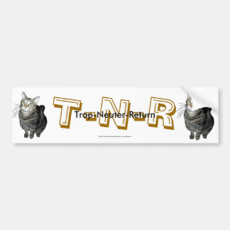 "Trap, Neuter, Return"-tafel met kattebumper stick Bumpersticker
