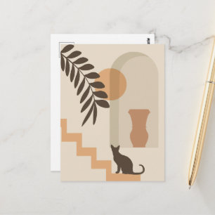 Trap Vaas Kat, Boho Abstract Geometrische Kunst Briefkaart