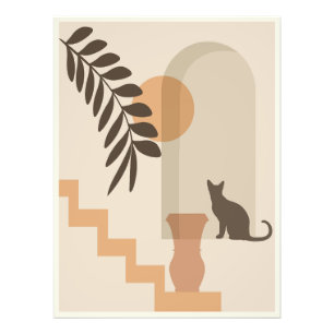 Trap Vaas Kat, Boho Abstract Geometrische Kunst Foto Afdruk