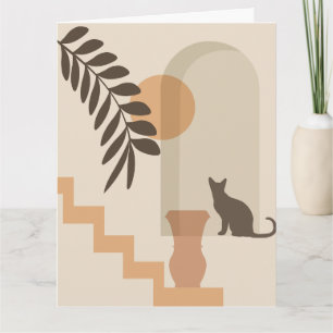Trap Vaas Kat, Boho Abstract Geometrische Kunst Kaart