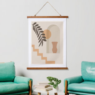 Trap Vaas Zon Blad, Boho Abstract Geometrische Kun Hangend Wandkleed
