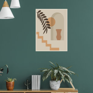 Trap Vaas Zon Blad, Boho Abstract Geometrische Kun Poster