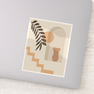 Trap Vaas Zon Blad, Boho Abstract Geometrische Kun Sticker