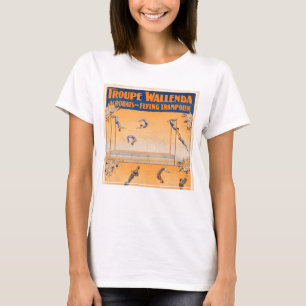 Trapeze, acrobaten en vliegende trampoline t-shirt
