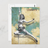  Trapeze Vrouw met wijn Briefkaart (Voorkant / Achterkant)