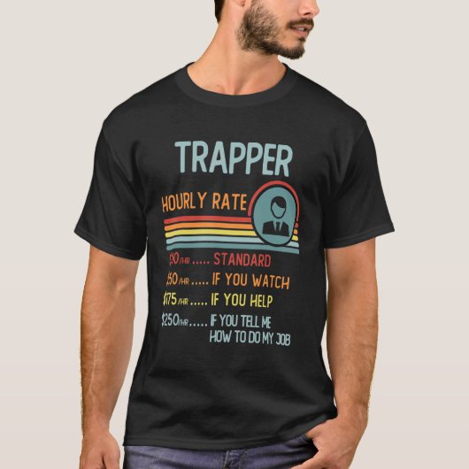 Trapper-uurtarief T-Shirt Retro-functie (Voorkant)