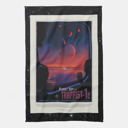 TRAPPIST-1 System Planet 1e retro space toerisme e Theedoek (Verticaal)