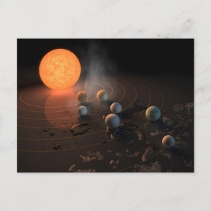 Trappist-1's zeven planeten in een baan rond de st briefkaart