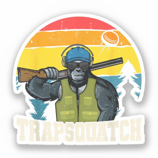Trapsquatch Bigfoot Funny Clay Trap Schieten Manne Sticker (Voorkant)