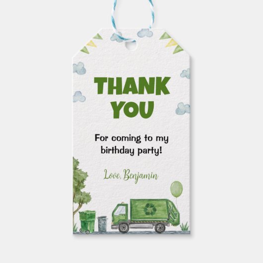 Trash Garbage Truck Birthday Dank je Label Cadeaulabel (Voorkant)