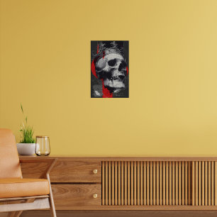 Trash Polka Kroon Schedel Rood Zwart Grunge Poster