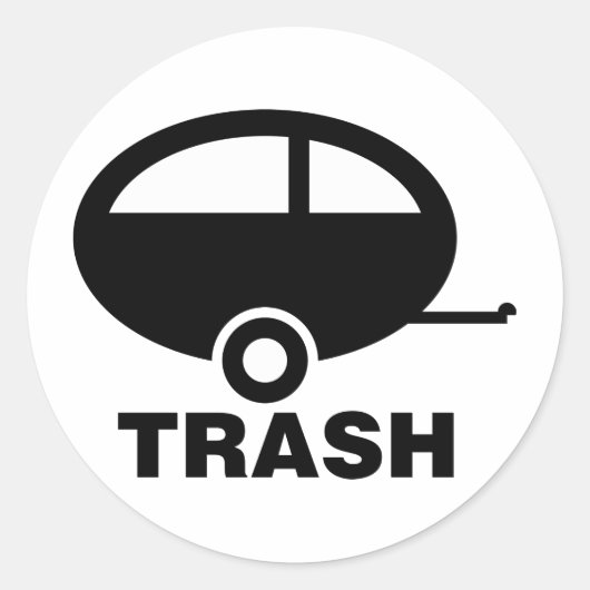 Trash ~ RV Travel Camping Ronde Sticker (Voorkant)