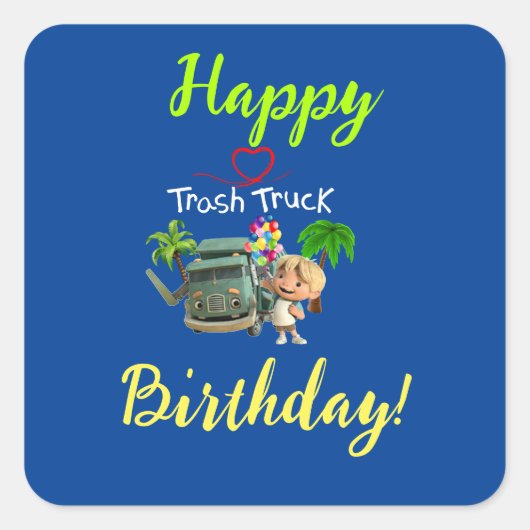 Trash Truck Vierkante Sticker (Voorkant)