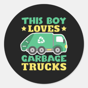Trash Trucks Peuter Garge Truck Kinder Ronde Sticker