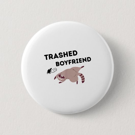 Trashed Boyfriend, Funny Trashed Panda Couples Pre Ronde Button 5,7 Cm (Voorkant)