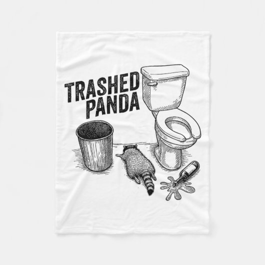 Trashed Panda, Funny Drunk Raccoon, Trash Panda Hu Fleece Deken (Voorkant)