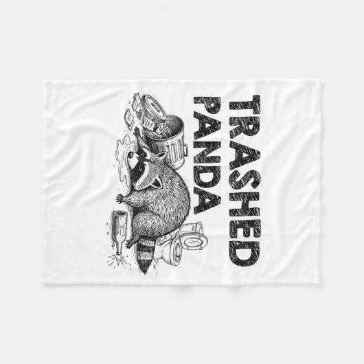 Trashed Panda Funny Drunk Racoon Gets Drunk Meme F Fleece Deken (Voorkant (Horizontaal))