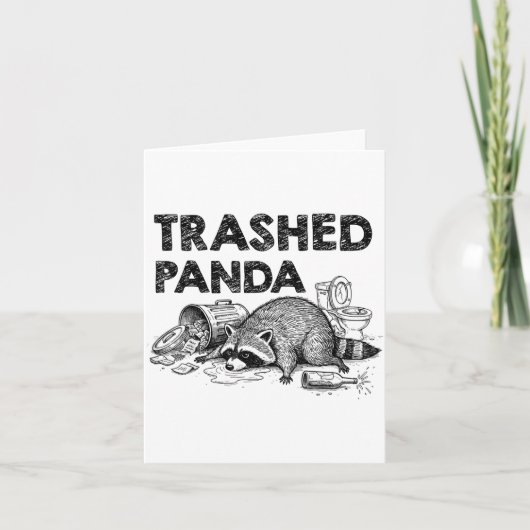 Trashed Panda Funny Drunk Racoon Gets Drunk Meme F Kaart (Voorkant)