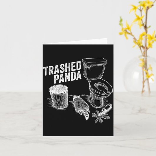 Trashed Panda Funny Drunk Racoon  Kaart (Gele Bloem)