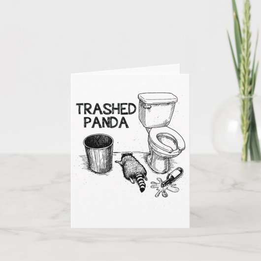 Trashed Panda Funny Drunk Racoon  Kaart (Voorkant)