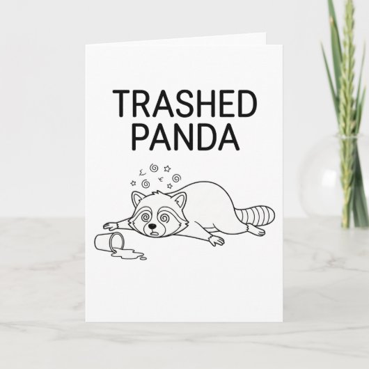 Trashed Panda Funny Drunk Racoon Kaart (Voorkant)