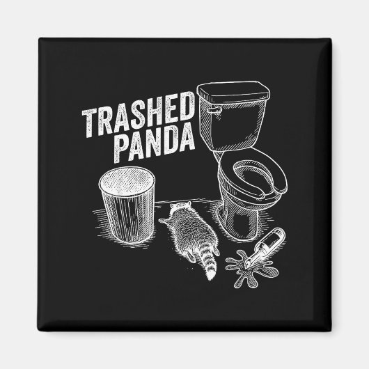 Trashed Panda Funny Drunk Racoon Magneet (Voorkant)