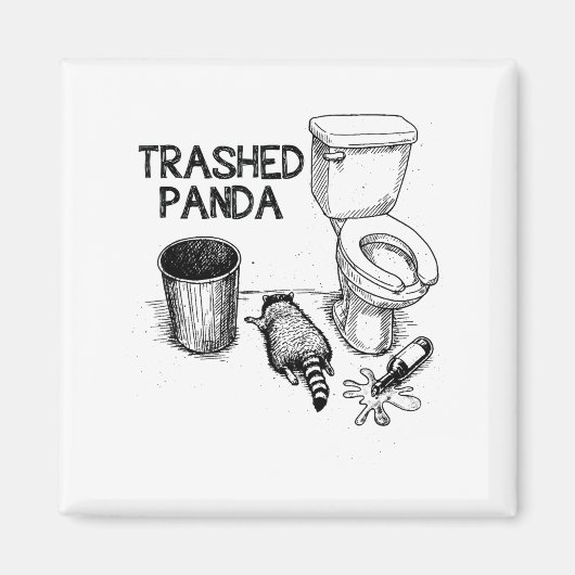 Trashed Panda Funny Drunk Racoon  Magneet (Voorkant)