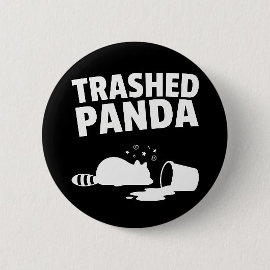 Trashed Panda Funny Drunk Racoon Ronde Button 5,7 Cm (Voorkant)