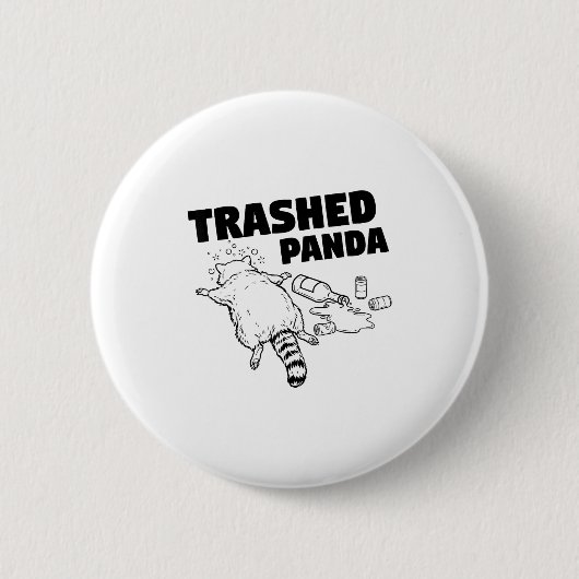 Trashed Panda Funny Drunk Racoon  Ronde Button 5,7 Cm (Voorkant)