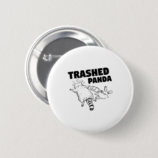 Trashed Panda Funny Drunk Racoon  Ronde Button 5,7 Cm (Voorkant /achterkant)