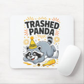 Trashed Panda New Year 2026 Funny Drunk Raccoon  Muismat (Met muis)