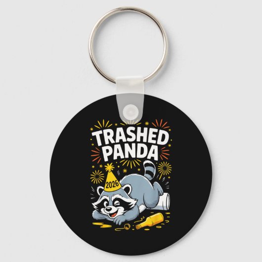 Trashed Panda New Year 2026 Funny Raccoon Design  Sleutelhanger (Voorkant)