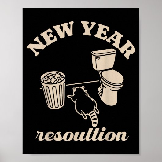 Trashed Panda New Year Resolution Funny Drunk Racc Poster (Voorkant)