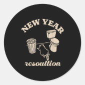 Trashed Panda New Year Resolution Funny Drunk Racc Ronde Sticker (Voorkant)