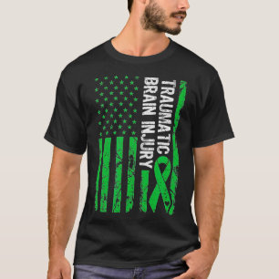 Traumatische hersenletsels TBI Green Ribbon Brain  T-shirt