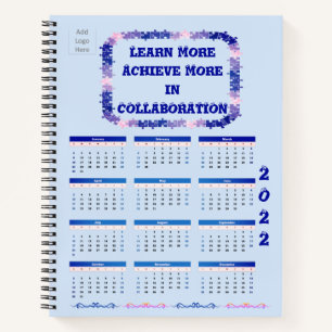 Travail d'équipe 2022 Carnet spiral bleu et rose