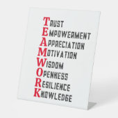 Travail d'équipe Mots positifs signe de piédestal (Recto)