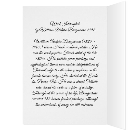 Travail interrompu par Bouguereau 1891 (Intérieur (Gauche))