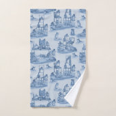 Travailler de la maison avec mes chats Delft Blue  (Serviette à main)