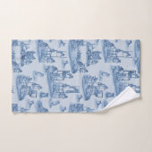 Travailler de la maison avec mes chats Delft Blue  (Serviette à main)