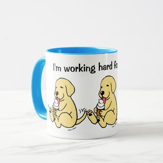 Travailler dur pour mes labos !! Mug des Labradors (Devant gauche)