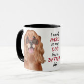 Travailler dur pour mon Cocker Spaniel Dog Mug (Devant gauche)