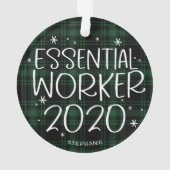 Travailleur essentiel 2020 Couvert Noël Vert Plaid (dos)