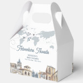 Travel Adventure World Map Airplane Baby Shower  Bedankdoosjes (Achterkant)