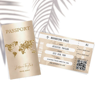 Travel Agent Passport Wereldkaart Boarding Pass Visitekaartje
