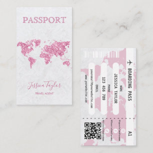 Travel Agent Passport Wereldkaart Boarding Pass Visitekaartje