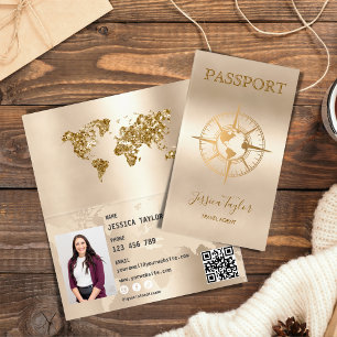 Travel Agent Passport Wereldkaart Voeg foto in Visitekaartjes