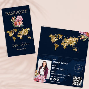 Travel Agent Passport Wereldkaart Voeg foto in Visitekaartjes