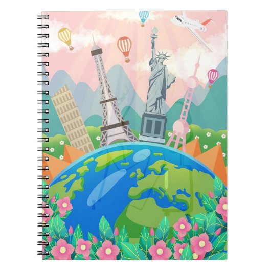 Travel art rondom de wereld notitieboek (Voorkant)