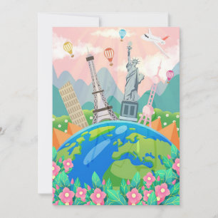 Travel art rondom de wereld save the date